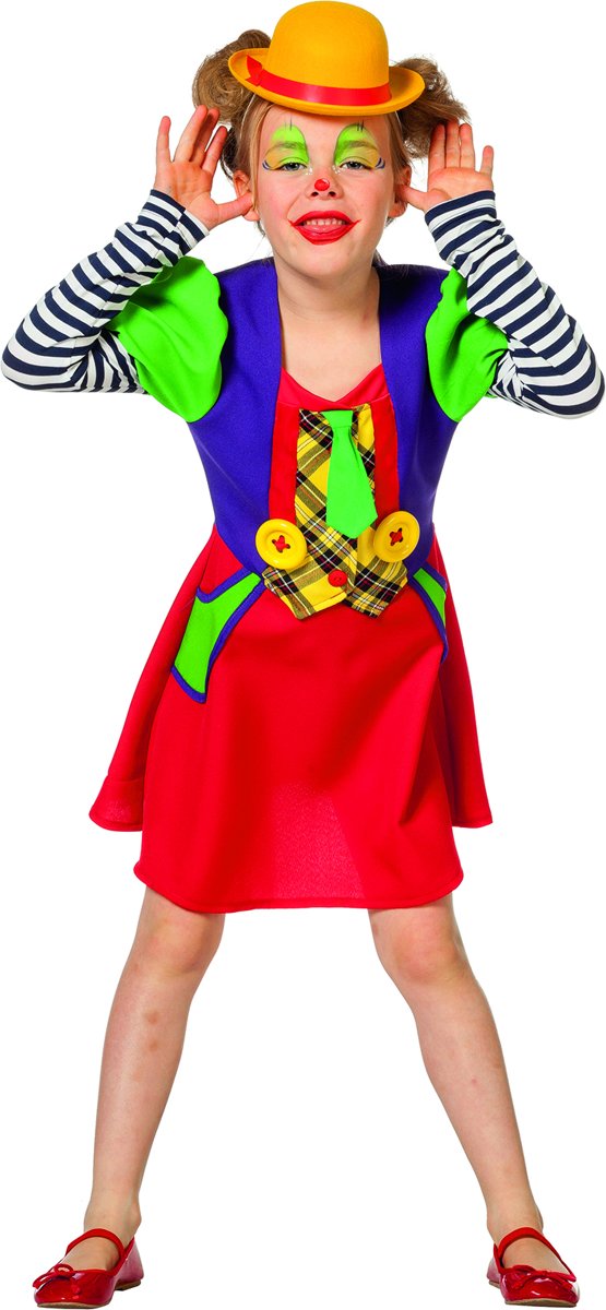 Clown & Nar Kostuum | Grappige Brutale Circus Clown | Meisje | Maat 140 | Carnaval kostuum | Verkleedkleding